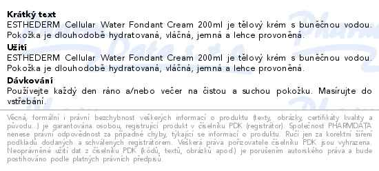 ESTHEDERM Cellular Water Fondant Cream 200ml