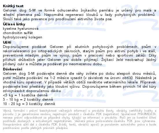 Geloren Dog S-M kloubní výživa 60 žvýkacích želé