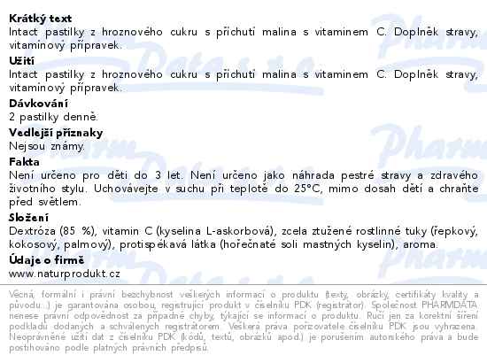 Intact rolička hroznový cukr s vit.C - malina 40g