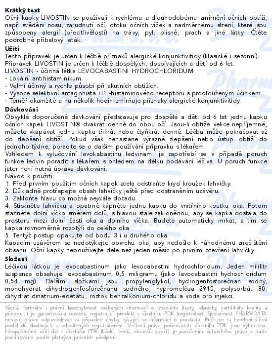 Livostin 0,5 mg/ml oční kapky 4ml