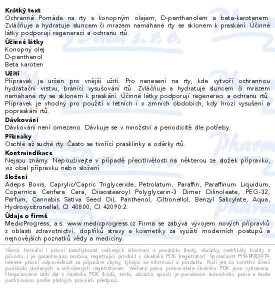 Hempbalsam - konopná pomáda na rty 4.8ml