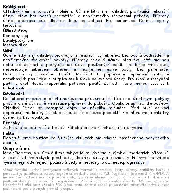 Konopné mazání Extra chladivé 100ml