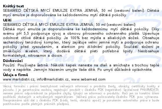 SEBAMED Dětská mycí emulze extra jemná 50ml cest.b