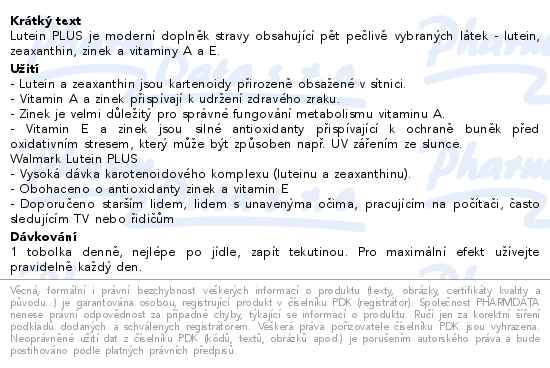 Walmark Lutein PLUS 60 tobolek