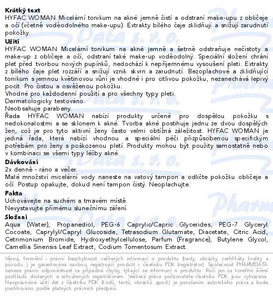 HYFAC Woman Micelární tonikum na akné 200ml