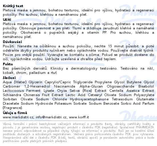 KORFF ESSENTIAL VYŽIVUJÍCÍ HYDRATAČNÍ MASKA 50G