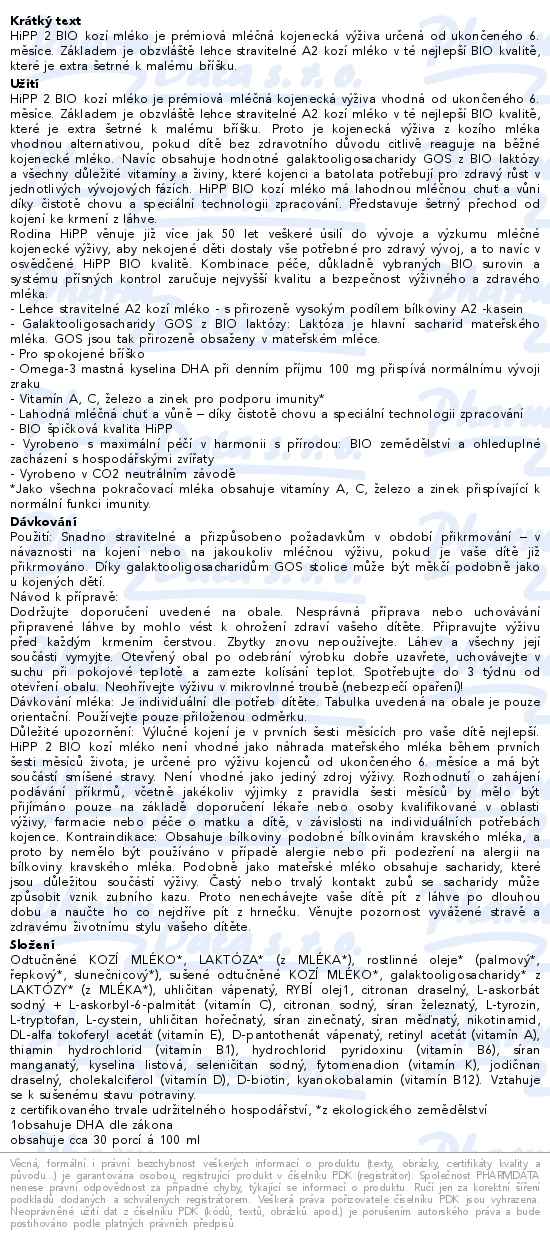 HiPP Kozí mléko 6+m 400g