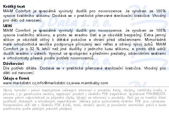 MAM Dudlík Comfort 1 0-2m růžový 1ks