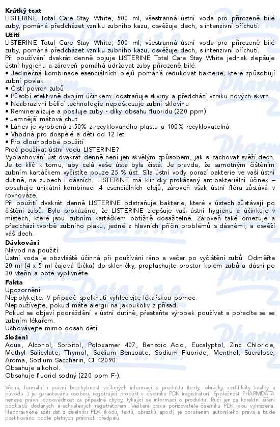 Listerine TOTAL CARE Stay White 500ml