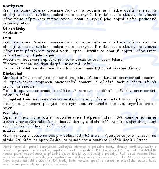 Zovirax 50mg krém 2g