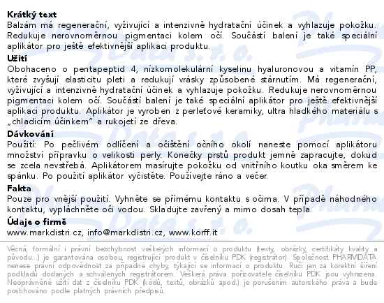 KORFF EYE ZONE HYDRA.BALZÁM PROTI VRÁSKÁM 15ML