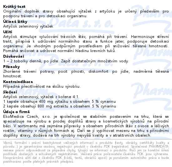 Artyčok cps.60 EkoMedica