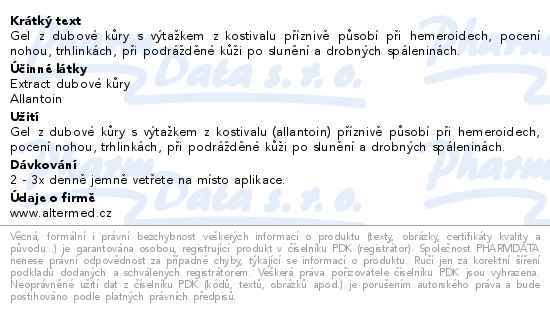 Dubová kůra gel s allantoinem 75ml