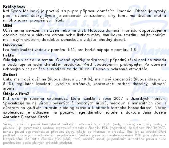 Kitl Syrob Malinový s dužninou 500ml