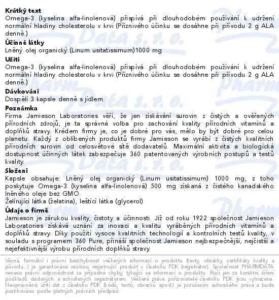 JAMIESON Flax Omega-3 1000mg 200 kapslí
