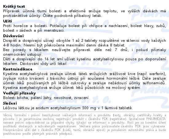 Acylpyrin 500mg 15 šumivých tablet