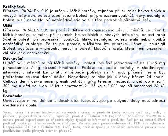 Paralen SUS 24mg/ml perorální suspenze 100ml
