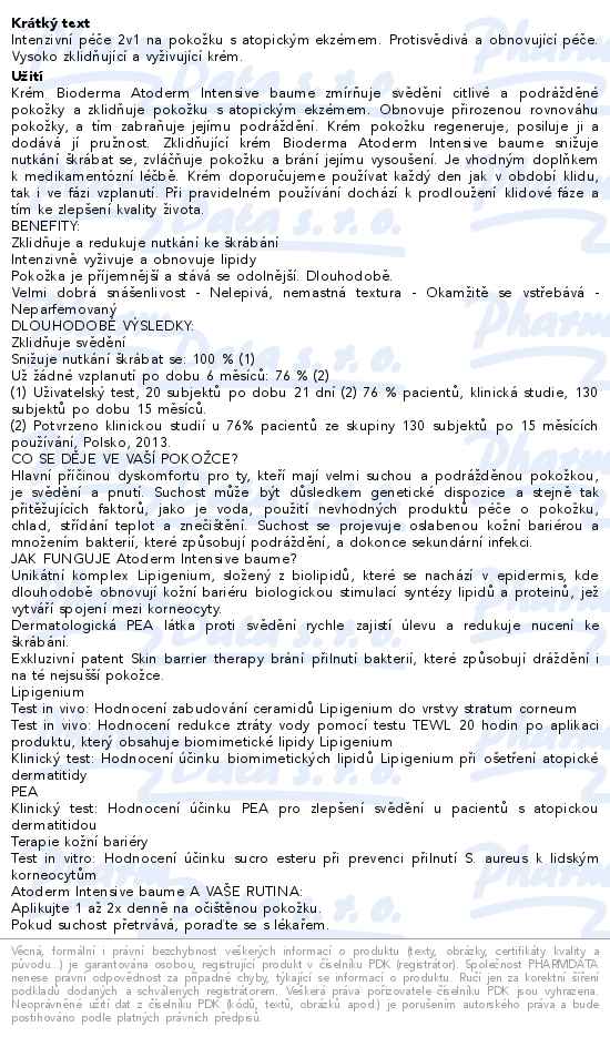 Bioderma Atoderm Intensive baume 200ml