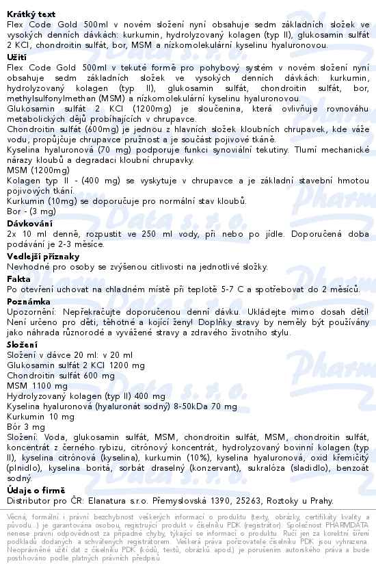 Flex Code Gold kloubní výživa 500ml
