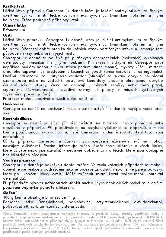 Canespor 1x denně krém 15g