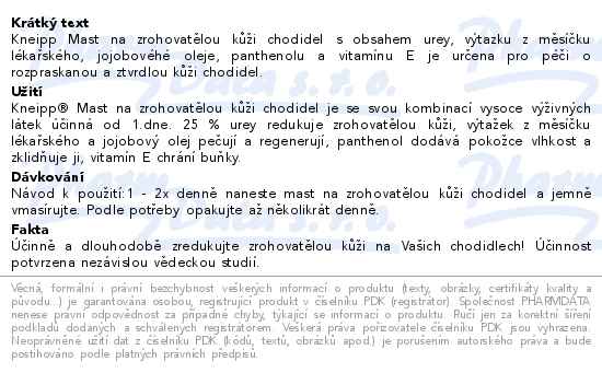 KNEIPP Mast na zroh. kůži chodidel 50ml