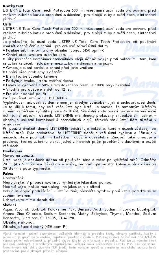 Listerine TOTAL CARE Teeth Protection 500ml