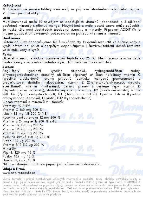 Additiva multivit.+minerál tbl.eff.20 mango