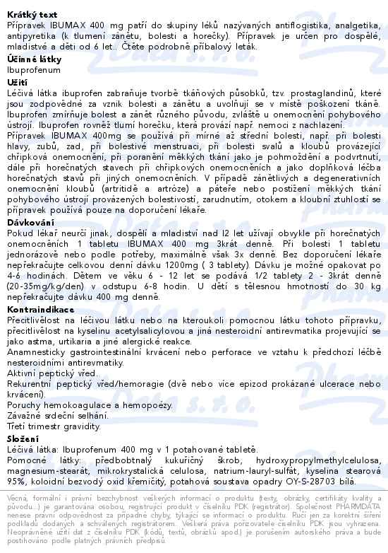 Ibumax 400mg 100 potahovaných tablet
