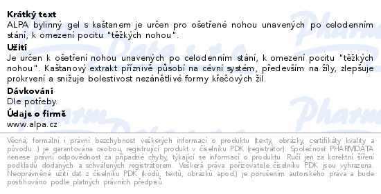 Alpa bylinný masážní gel kaštan 100ml