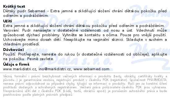 SEBAMED Baby Powder dětský pudr 100g
