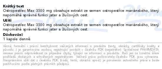 Ostropestřec Max 3500mg 45+15 kapslí