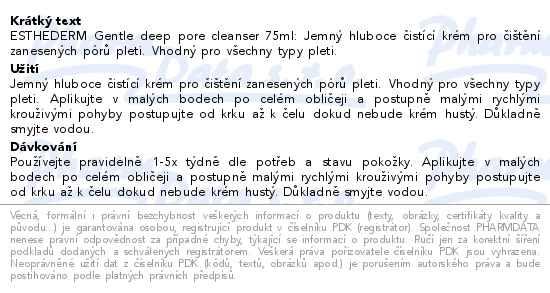 ESTHEDERM Gentle deep pore cleanser 75ml