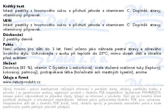 Intact rolička hroznový cukr s vit.C - jahoda 40g