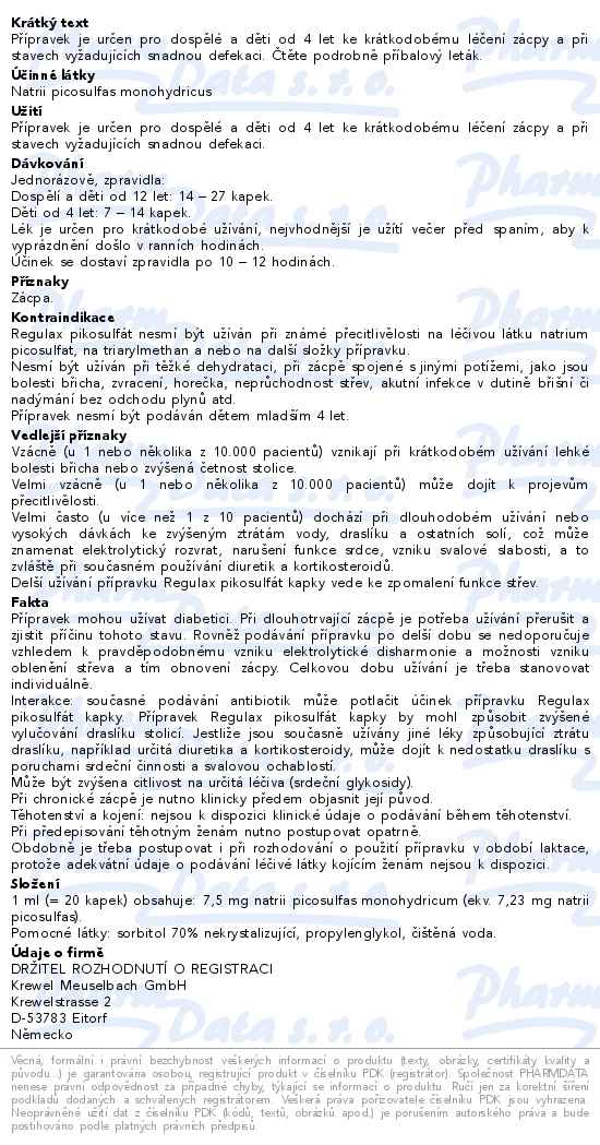 Regulax Pikosulfát 7,23mg/ml kapky 50ml