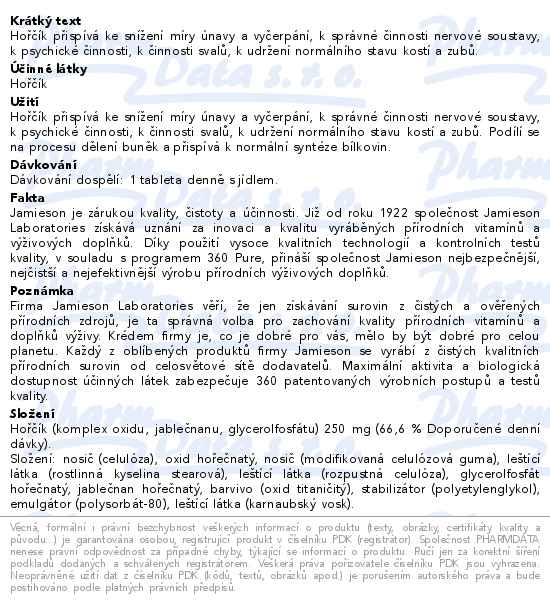 JAMIESON Hořčík 250mg 90 kapslí