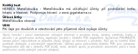 HERBEX Mateřídouška obecná 50g