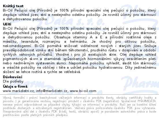 Bi-Oil Pečující olej na pokožku (Přírodní) 200ml
