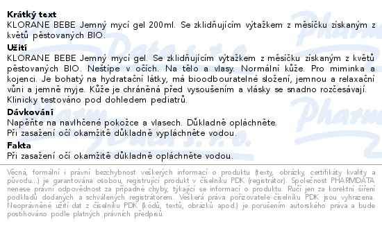 KLORANE BEBE Jemn myc gel s mskem 200ml