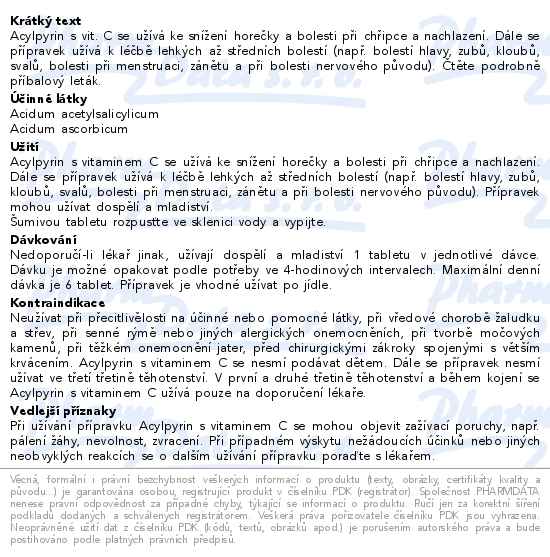 Acylpyrin s vitamínem C 12 šumivých tablet