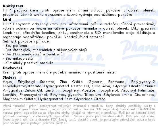 HiPP BabySANFT krém k denní péči o zadeček 75ml