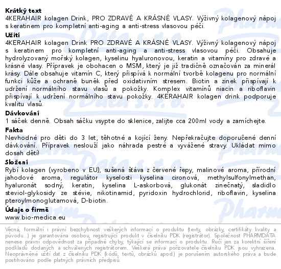 4KERAHAIR kolagen drink s keratinem 30 sáčků