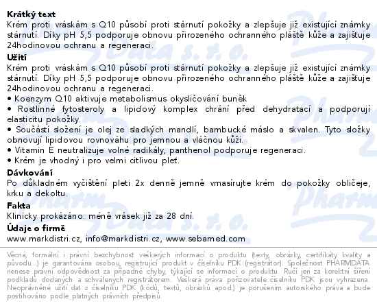 SEBAMED Anti-ageing krém proti vráskám Q10 50ml