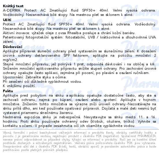 A-DERMA Protect AC Zmatňující fluid SPF50+ 40ml