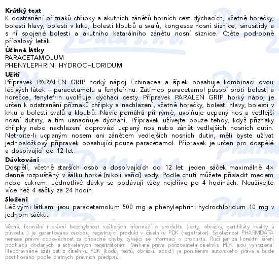 Paralen Grip horký nápoj Echinacea+šípky 12 sáčků