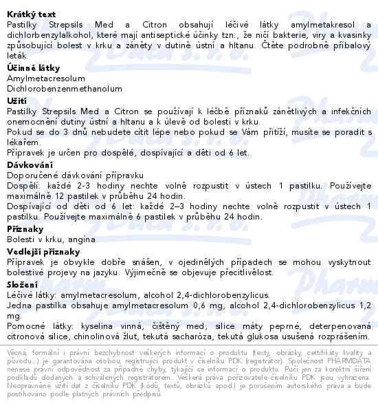 Strepsils Med a Citron 24 pastilek