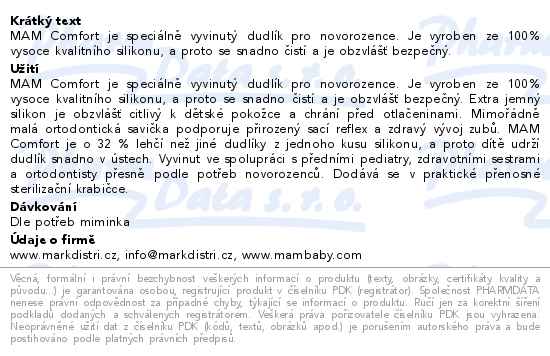 MAM Dudlík Comfort 0+měsíců silikon 1ks