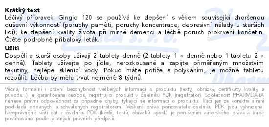 Gingio 120mg 60 potahovaných tablet