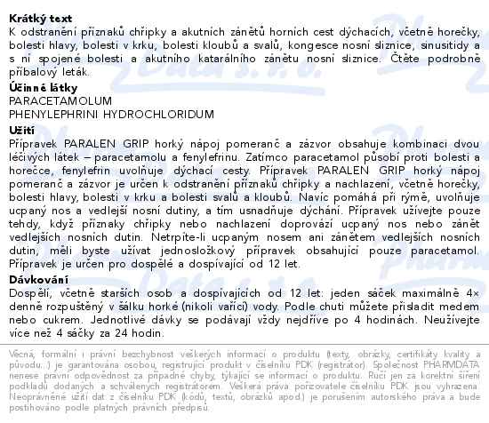 Paralen Grip horký nápoj pomeranč+zázvor 12 sáčků