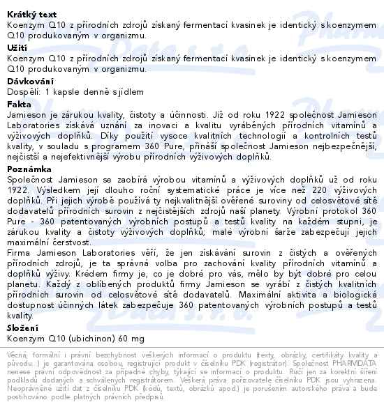 JAMIESON Koenzym Q10 60mg 60+20 kapslí