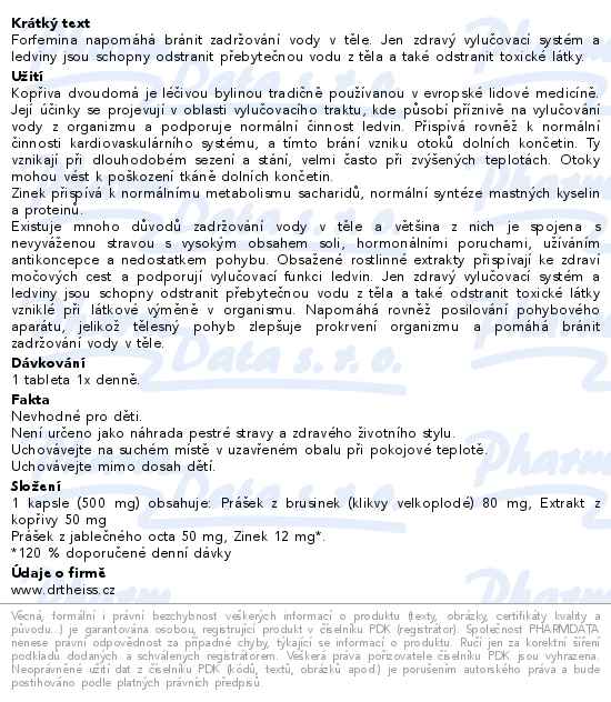 Forfemina přípravek na odvodnění těla 30 tablet